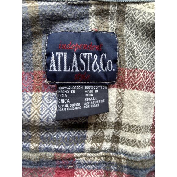 ATLAST & Co. Flannel Shirt Women’s Sz Small - Denim Accent Collar - Picture 2 of 6